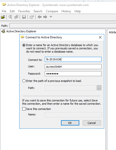 Image:  Dialog Connect to Active Directory